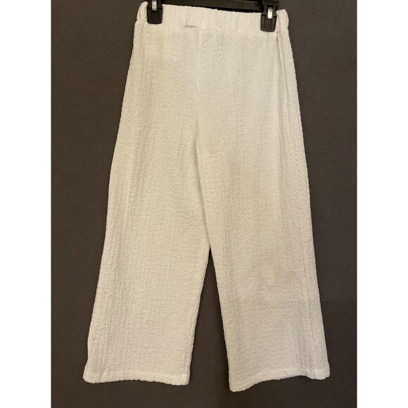 H&M Girls White Textured Wide-Leg Cropped Pants, Size 6X, Elastic Waist, NWT - Picture 5 of 5